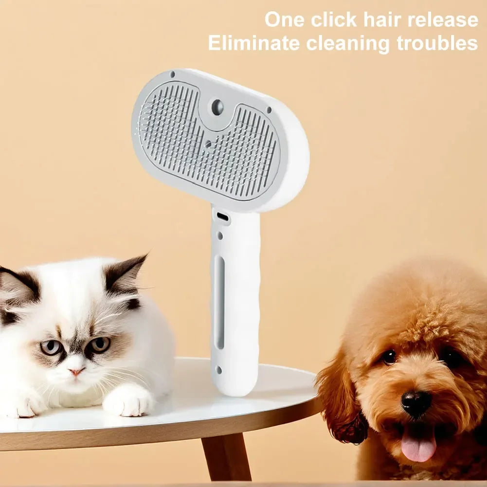 3-in-1 Dampf-Haarbürste für Katzen – Spray, Haarentfernung & Kamm